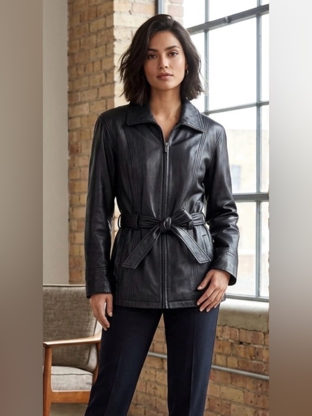 Kenneth Cole Vintage leather black jacket Womens size small